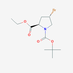 molecular formula C12H20BrNO4 B1368809 1-(tert-Butyl) 2-ethyl (2R,4S)-4-bromo-1,2-pyrrolidinedicarboxylate 
