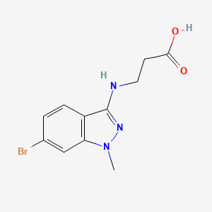 molecular formula C11H12BrN3O2 B13688130 3-[(6-Bromo-1-methyl-3-indazolyl)amino]propanoic Acid 