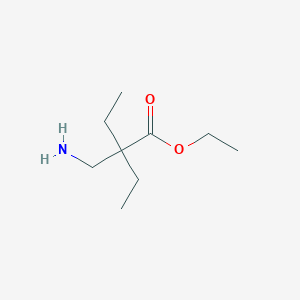 molecular formula C9H19NO2 B1368821 Ethyl 2-(aminomethyl)-2-ethylbutanoate CAS No. 90726-82-2