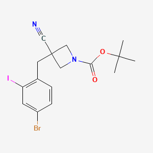 molecular formula C16H18BrIN2O2 B13689498 Tert-butyl 3-(4-bromo-2-iodobenzyl)-3-cyanoazetidine-1-carboxylate 