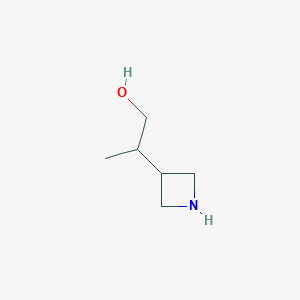 molecular formula C6H13NO B13689688 2-(Azetidin-3-yl)propan-1-ol 
