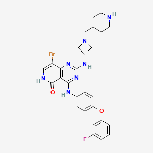 molecular formula C28H29BrFN7O2 B13689828 8-Bromo-4-[[4-(3-fluorophenoxy)phenyl]amino]-2-[[1-(4-piperidylmethyl)-3-azetidinyl]amino]pyrido[4,3-d]pyrimidin-5(6H)-one 