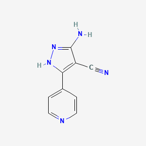 molecular formula C9H7N5 B13690664 3-Amino-5-(4-pyridyl)-1H-pyrazole-4-carbonitrile 