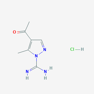 molecular formula C7H11ClN4O B13690859 4-Acetyl-5-methylpyrazole-1-carboximidamide Hydrochloride 