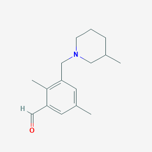 molecular formula C16H23NO B1369096 2,5-Dimethyl-3-((3-methylpiperidin-1-yl)methyl)benzaldehyde CAS No. 894213-72-0