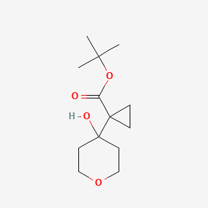 molecular formula C13H22O4 B13691074 tert-Butyl 1-(4-Hydroxytetrahydro-2H-pyran-4-yl)cyclopropanecarboxylate 