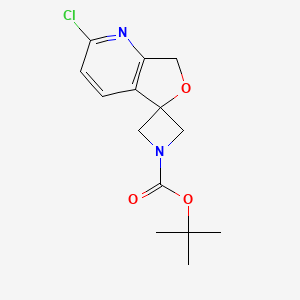 molecular formula C14H17ClN2O3 B13691158 tert-butyl 2-chlorospiro[7H-furo[3,4-b]pyridine-5,3'-azetidine]-1'-carboxylate 