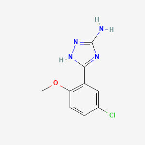 molecular formula C9H9ClN4O B13691586 5-Amino-3-(5-chloro-2-methoxyphenyl)-1,2,4-triazole 