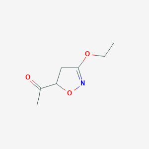 molecular formula C7H11NO3 B136919 Ethanone, 1-(3-ethoxy-4,5-dihydro-5-isoxazolyl)-(9CI) CAS No. 155430-82-3