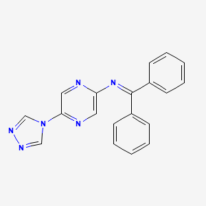 molecular formula C19H14N6 B13692334 2-Amino-N-(diphenylmethylene)-5-(4H-1,2,4-triazol-4-yl)pyrazine 