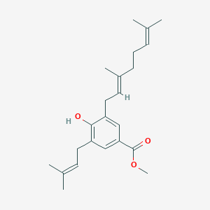 molecular formula C23H32O3 B1369258 3-[(2E)-3,7-Dimethyl-2,6-octadienyl]-4-hydroxy-5-(3-methyl-2-butenyl)benzoic acid methyl ester 