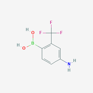 molecular formula C7H7BF3NO2 B13692596 4-Amino-2-(trifluoromethyl)phenylboronic Acid 