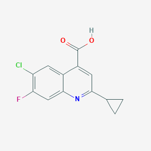 molecular formula C13H9ClFNO2 B13693409 6-Chloro-2-cyclopropyl-7-fluoroquinoline-4-carboxylic Acid 