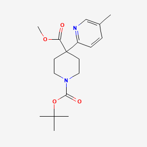 molecular formula C18H26N2O4 B1369434 1-(tert-Butoxycarbonyl)-4-(5-methyl-2-pyridinyl)piperidine-4-carboxylic acid methyl ester 