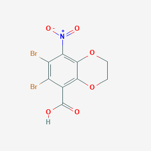 molecular formula C9H5Br2NO6 B1369653 6,7-Dibromo-8-nitro-2,3-dihydrobenzo[b][1,4]dioxine-5-carboxylic acid CAS No. 66411-18-5