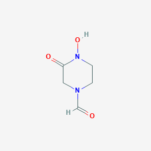 molecular formula C5H8N2O3 B136966 4-Hydroxy-3-oxopiperazine-1-carbaldehyde CAS No. 153805-50-6