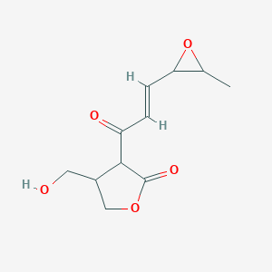 molecular formula C11H14O6 B136967 2(3H)-Furanone, dihydro-4-(hydroxymethyl)-3-(3-(3-methyloxiranyl)-1-oxo-2-propenyl)- CAS No. 132605-69-7