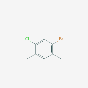 molecular formula C9H10BrCl B13696916 2-Bromo-4-chloro-1,3,5-trimethylbenzene 
