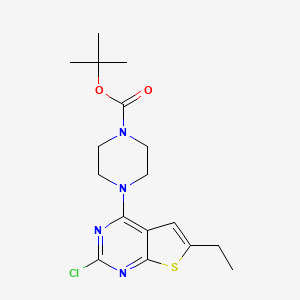 Tert-butyl 4-(2-chloro-6-ethylthieno[2,3-d]pyrimidin-4-yl)piperazine-1-carboxylate