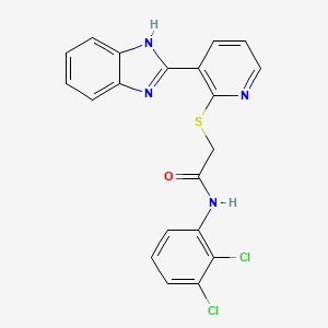 molecular formula C20H14Cl2N4OS B13698887 2-[[3-(2-Benzimidazolyl)-2-pyridyl]thio]-N-(2,3-dichlorophenyl)acetamide 