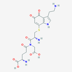 molecular formula C20H25N5O8S B136992 (2S)-2-amino-5-[[(2R)-2-amino-3-[[3-(2-aminoethyl)-4,5-dioxo-1H-indol-7-yl]sulfanyl]propanoyl]-(carboxymethyl)amino]-5-oxopentanoic acid CAS No. 130369-71-0