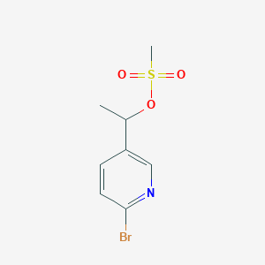 molecular formula C8H10BrNO3S B13699228 1-(6-Bromo-3-pyridyl)ethyl Methanesulfonate 
