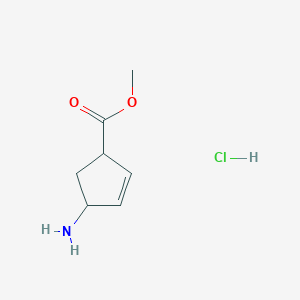 molecular formula C7H12ClNO2 B1370003 Methyl (1S,4R)-4-aminocyclopent-2-ene-1-carboxylate hydrochloride 