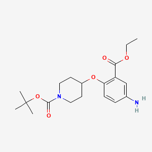 molecular formula C19H28N2O5 B1370008 4-(1-t-Butoxycarbonylpiperidin-4-yloxy)-3-ethoxycarbonylaniline 