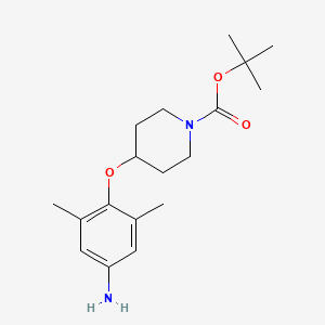 molecular formula C18H28N2O3 B1370009 4-(1-t-Butoxycarbonylpiperidin-4-yloxy)-3,5-dimethylaniline 