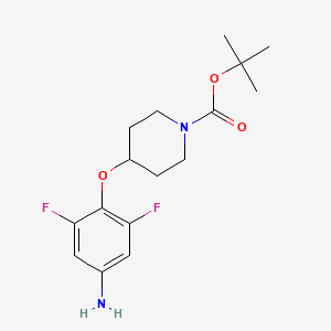 molecular formula C16H22F2N2O3 B1370011 4-(1-t-Butoxycarbonylpiperidin-4-yloxy)-3,5-difluoroaniline 