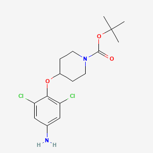 molecular formula C16H22Cl2N2O3 B1370012 4-(1-t-Butoxycarbonylpiperidin-4-yloxy)-3,5-dichloroaniline 