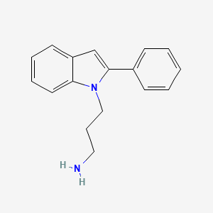 molecular formula C17H18N2 B1370065 3-(2-Phenylindol-1-yl)propan-1-amine 
