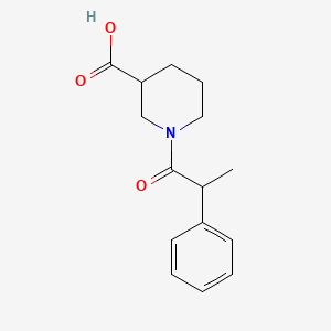 molecular formula C15H19NO3 B1370112 1-(2-Phenylpropanoyl)piperidine-3-carboxylic acid 