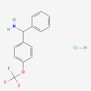 molecular formula C14H13ClF3NO B1370148 Phenyl-[4-(trifluoromethoxy)phenyl]methanamine;hydrochloride 