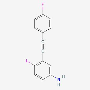 molecular formula C14H9FIN B13701686 3-((4-Fluorophenyl)ethynyl)-4-iodoaniline 