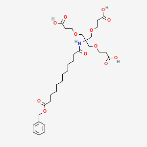 molecular formula C32H49NO12 B13702052 3-[3-(2-Carboxyethoxy)-2-(2-carboxyethoxymethyl)-2-[(12-oxo-12-phenylmethoxydodecanoyl)amino]propoxy]propanoic acid 