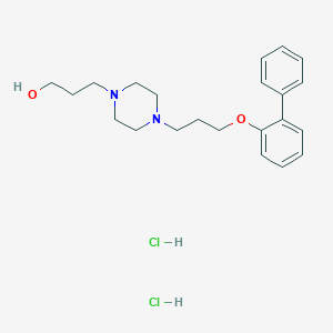 molecular formula C22H32Cl2N2O2 B137025 3-(4-(3-(2-Biphenylyloxy)propyl)-1-piperazinyl)propanol dihydrochloride CAS No. 125849-28-7