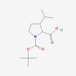 molecular formula C13H23NO4 B1370310 1-(tert-Butoxycarbonyl)-3-isopropyl-2-pyrrolidinecarboxylic acid 