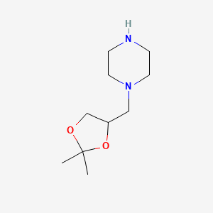 molecular formula C10H20N2O2 B1370366 1-(2,2-Dimethyl-[1,3]dioxolan-4-ylmethyl)-piperazine CAS No. 82516-57-2