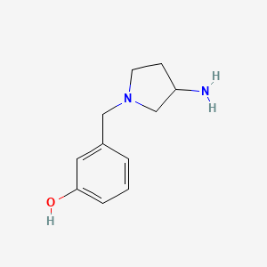 molecular formula C11H16N2O B1370416 3-[(3-Aminopyrrolidin-1-yl)methyl]phenol 
