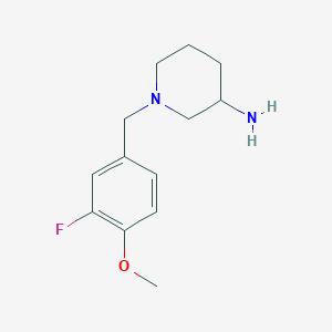molecular formula C13H19FN2O B1370503 1-[(3-Fluoro-4-methoxyphenyl)methyl]piperidin-3-amine 