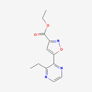 molecular formula C12H13N3O3 B13705280 Ethyl 5-(3-Ethyl-2-pyrazinyl)isoxazole-3-carboxylate 