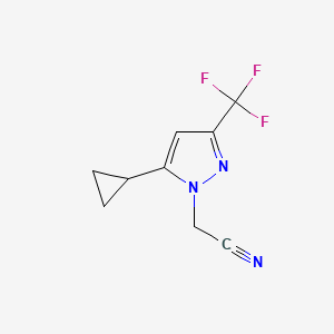 molecular formula C9H8F3N3 B1370629 [5-cyclopropyl-3-(trifluoromethyl)-1H-pyrazol-1-yl]acetonitrile 