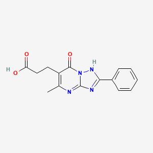 molecular formula C15H14N4O3 B1370631 3-(5-Methyl-7-oxo-2-phenyl-4,7-dihydro[1,2,4]triazolo[1,5-a]pyrimidin-6-yl)propanoic acid CAS No. 1030457-30-7