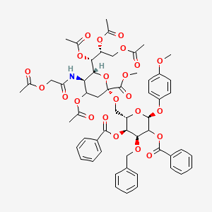 molecular formula C56H61NO23 B13706695 Neu5GcAc[1Me,4789Ac]alpha(2-6)Gal[24Bz,3Bn]-beta-MP 