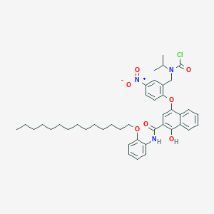 molecular formula C42H52ClN3O7 B137067 N-[[2-[4-hydroxy-3-[(2-tetradecoxyphenyl)carbamoyl]naphthalen-1-yl]oxy-5-nitrophenyl]methyl]-N-propan-2-ylcarbamoyl chloride CAS No. 127344-30-3
