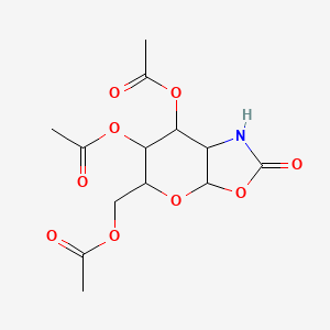 molecular formula C13H17NO9 B13706718 (6,7-Diacetyloxy-2-oxo-1,3a,5,6,7,7a-hexahydropyrano[3,2-d][1,3]oxazol-5-yl)methyl acetate CAS No. 10163-09-4