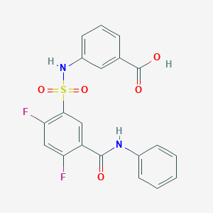 molecular formula C20H14F2N2O5S B13706937 3-[2,4-Difluoro-5-(phenylcarbamoyl)phenylsulfonamido]benzoic Acid 