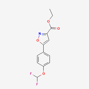 molecular formula C13H11F2NO4 B13707115 Ethyl 5-[4-(Difluoromethoxy)phenyl]isoxazole-3-carboxylate 