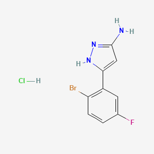 molecular formula C9H8BrClFN3 B13707314 3-Amino-5-(2-bromo-5-fluorophenyl)pyrazole Hydrochloride 